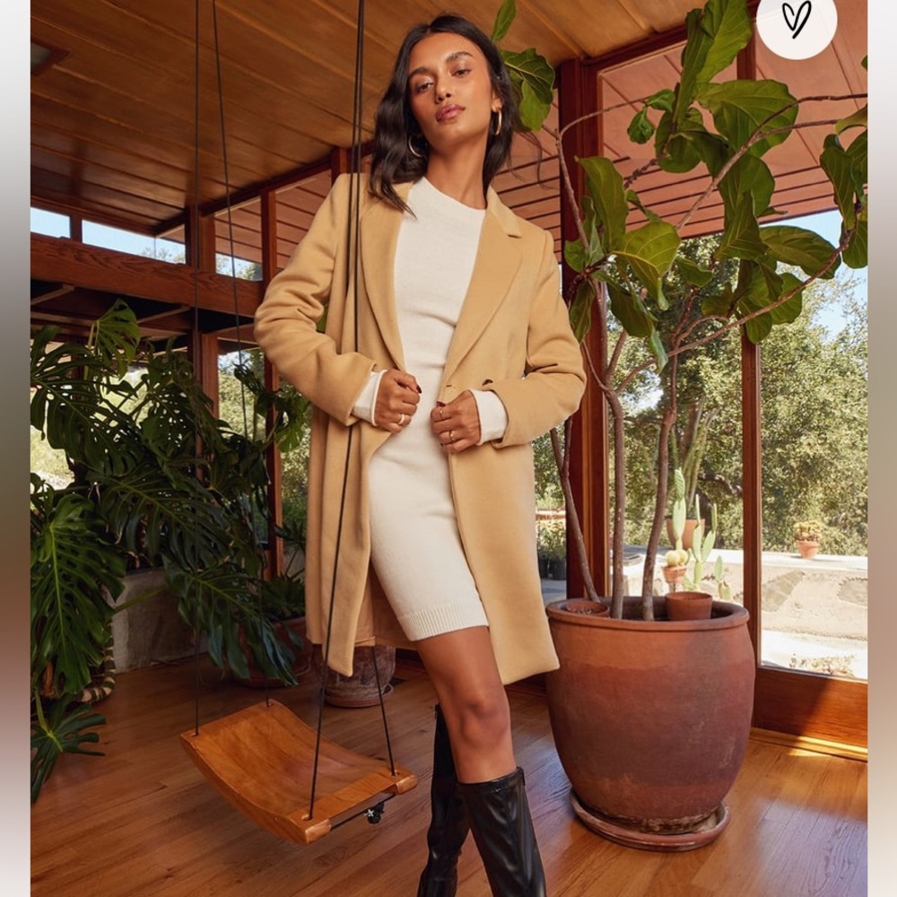 Harriet Long Double-Breasted Tan Coat - Picture 4 of 10